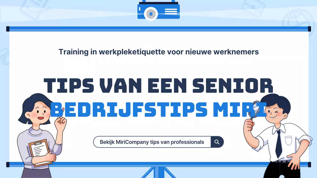 Trendy opleidingsmateriaal voor nieuwe werknemers met een lichtblauwe achtergrond