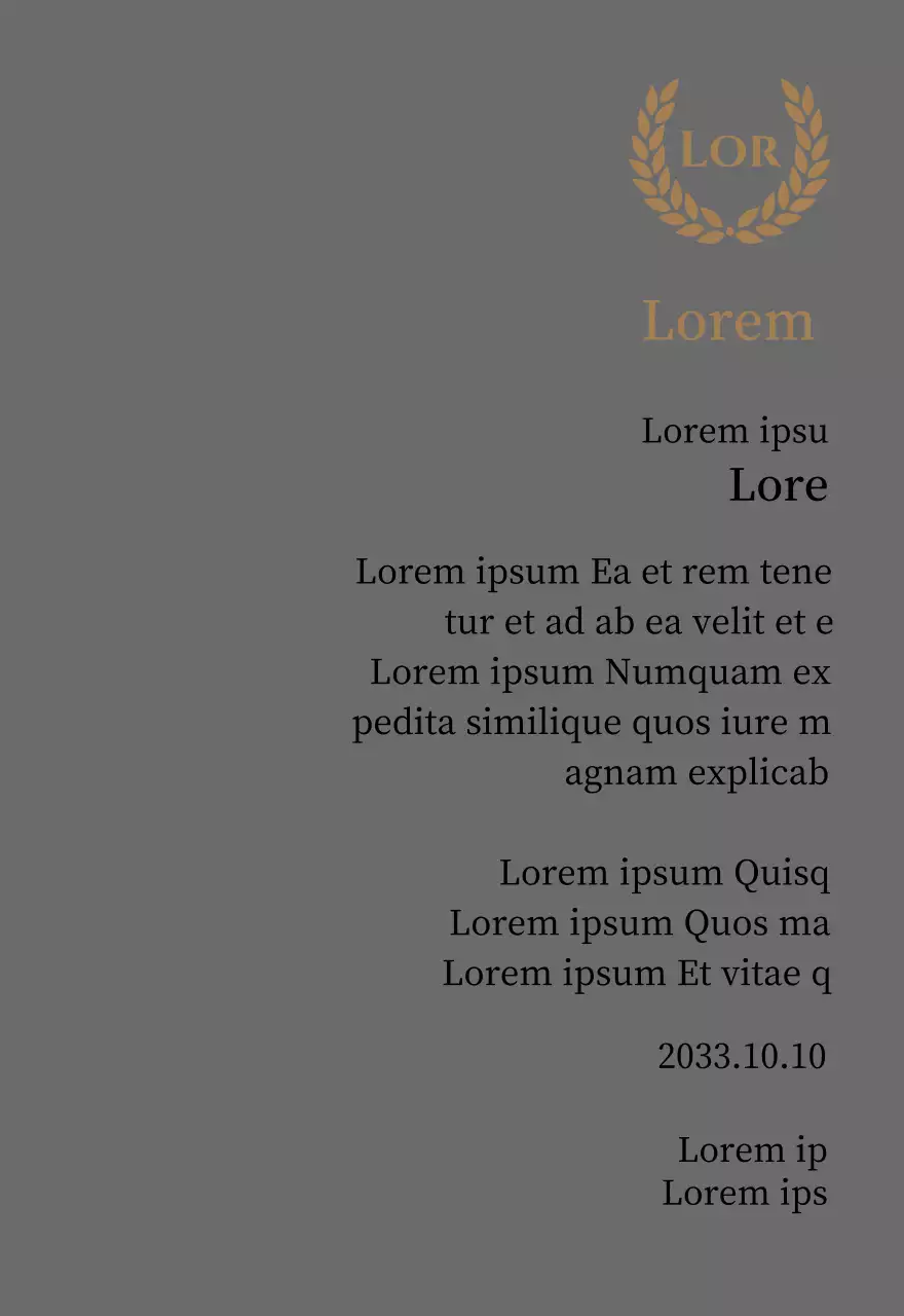 Luxuriöse Danksagungstafel mit goldenen Lorbeeren und Stempel