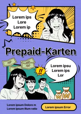 Werbung für Pop-Art-Einstellungen in Gelb und Lila