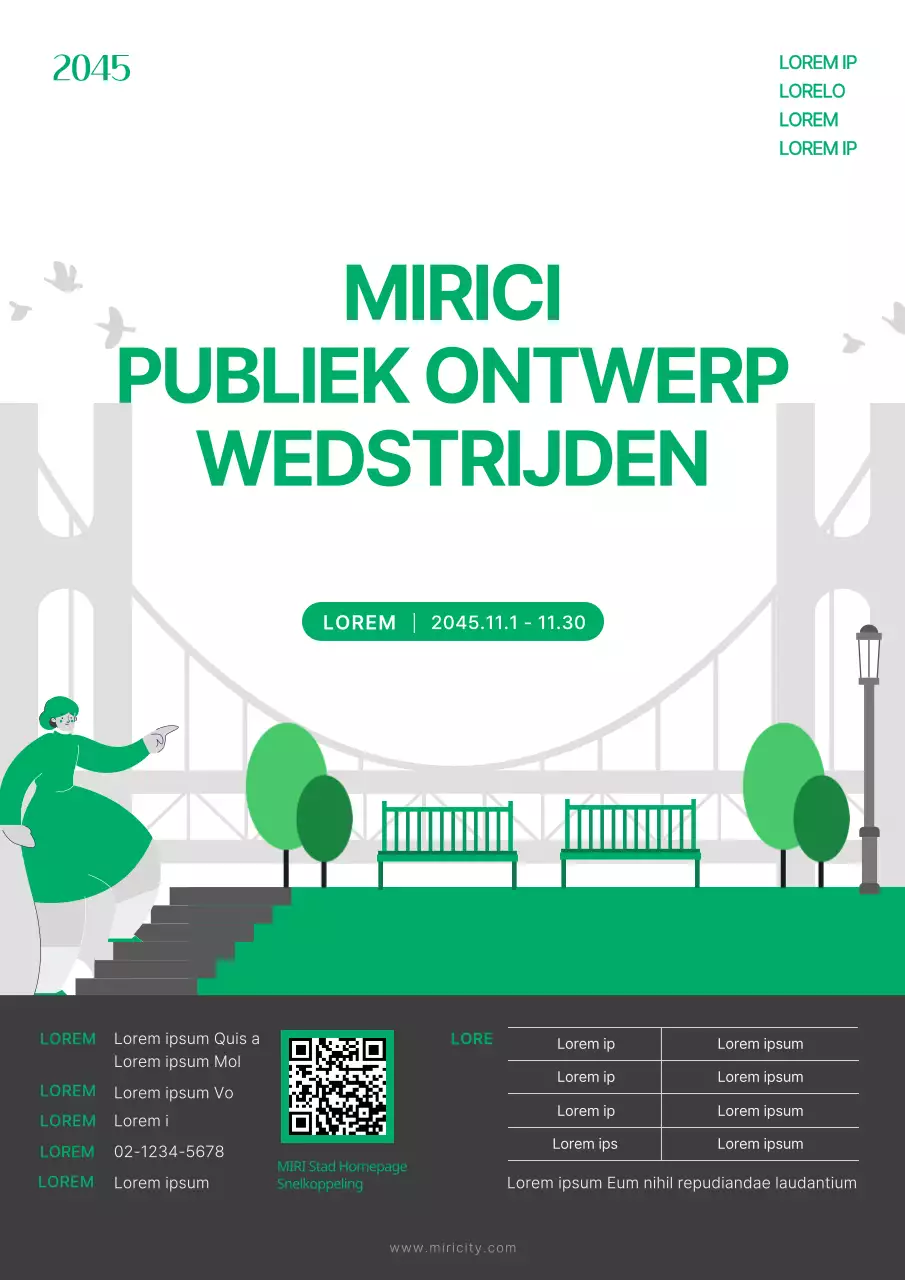Een groene, minimalistische openbare ontwerpwedstrijd promoten