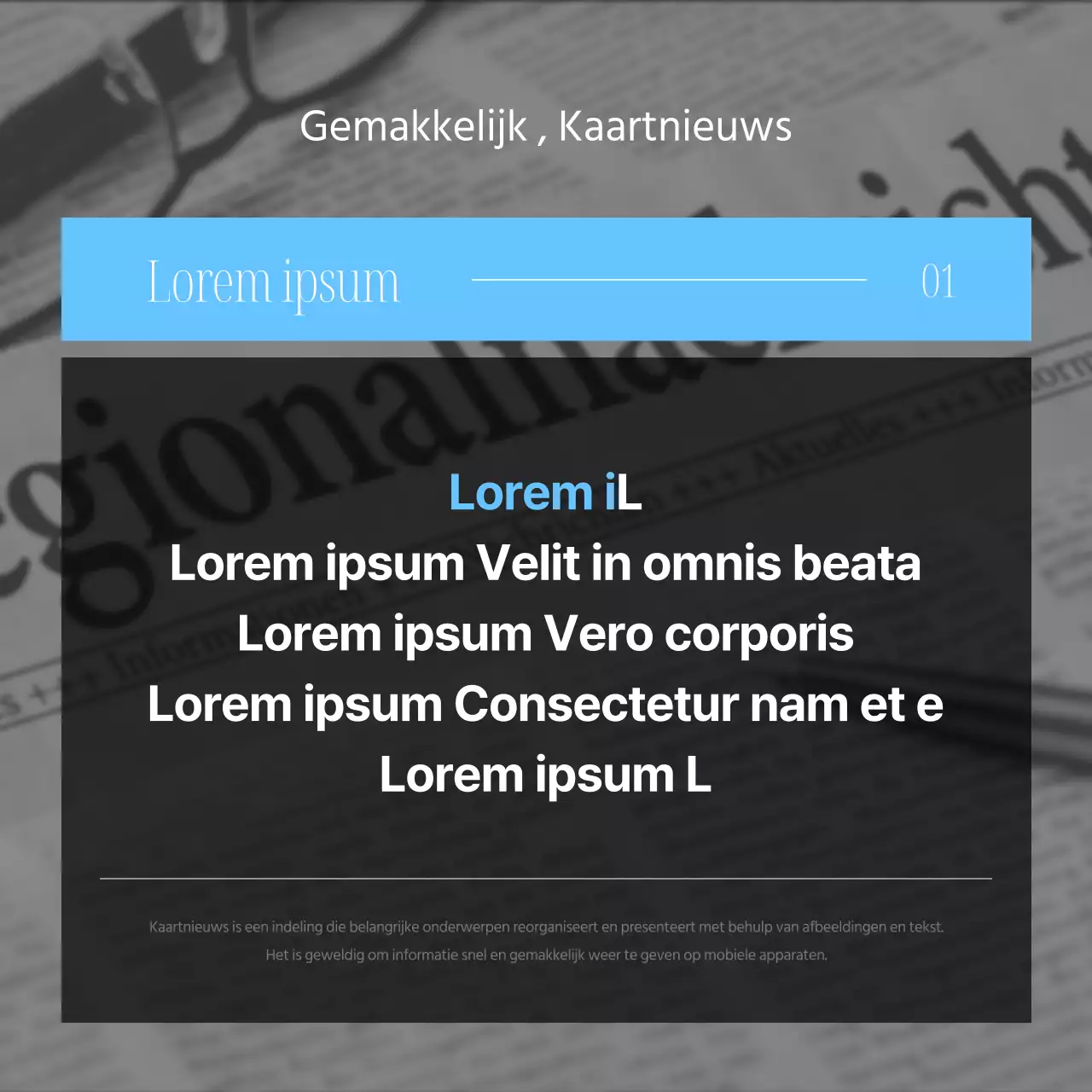 Een moderne zakelijke post in zwart en lichtblauw