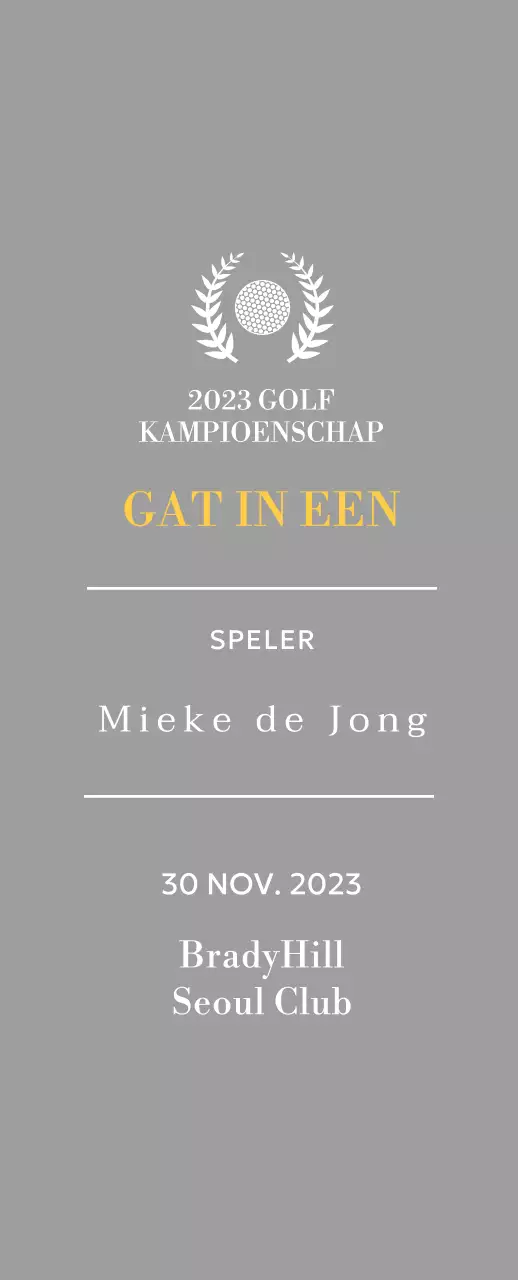 Golf hole-in-one winnaar plaquette met golfbal en lauwerkrans illustratie