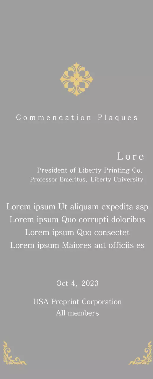 A regal-looking commencement plaque with elaborate embellishments