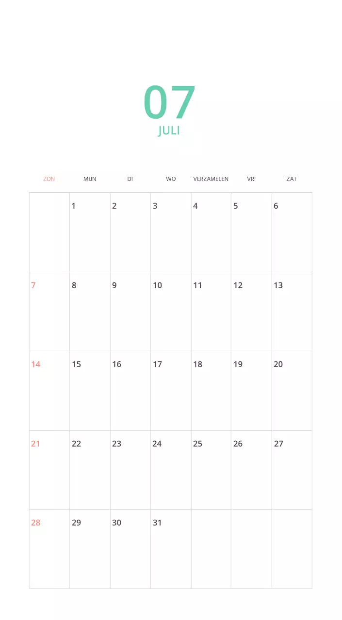 Veelkleurige geïllustreerde kalender