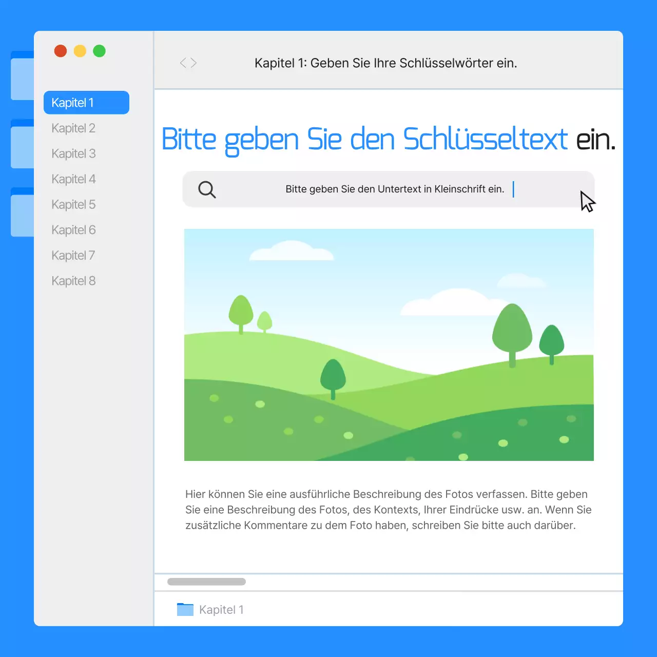 Einfache Monitor-UI-Berichte in Blau und Orange