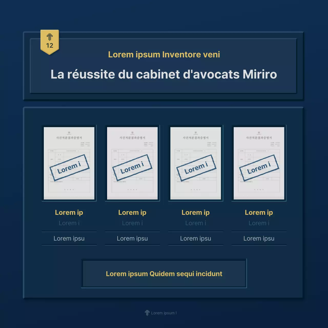 Un simple profil d'entreprise de cabinet d'avocats bleu et jaune
