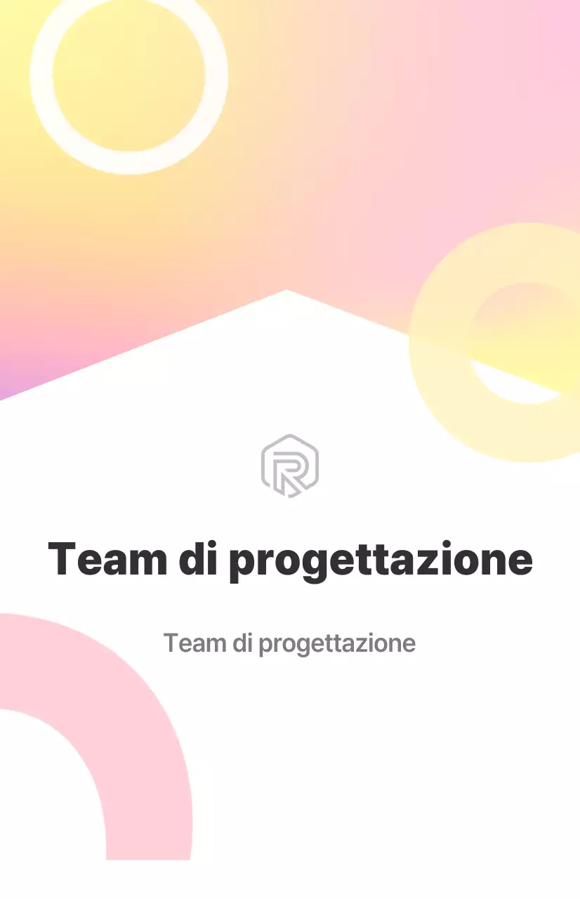 Un cartello di presentazione del team di progettazione pulito, bianco e codificato a colori