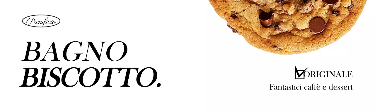 Intestazione dell'imballaggio con l'immagine di un biscotto su sfondo bianco