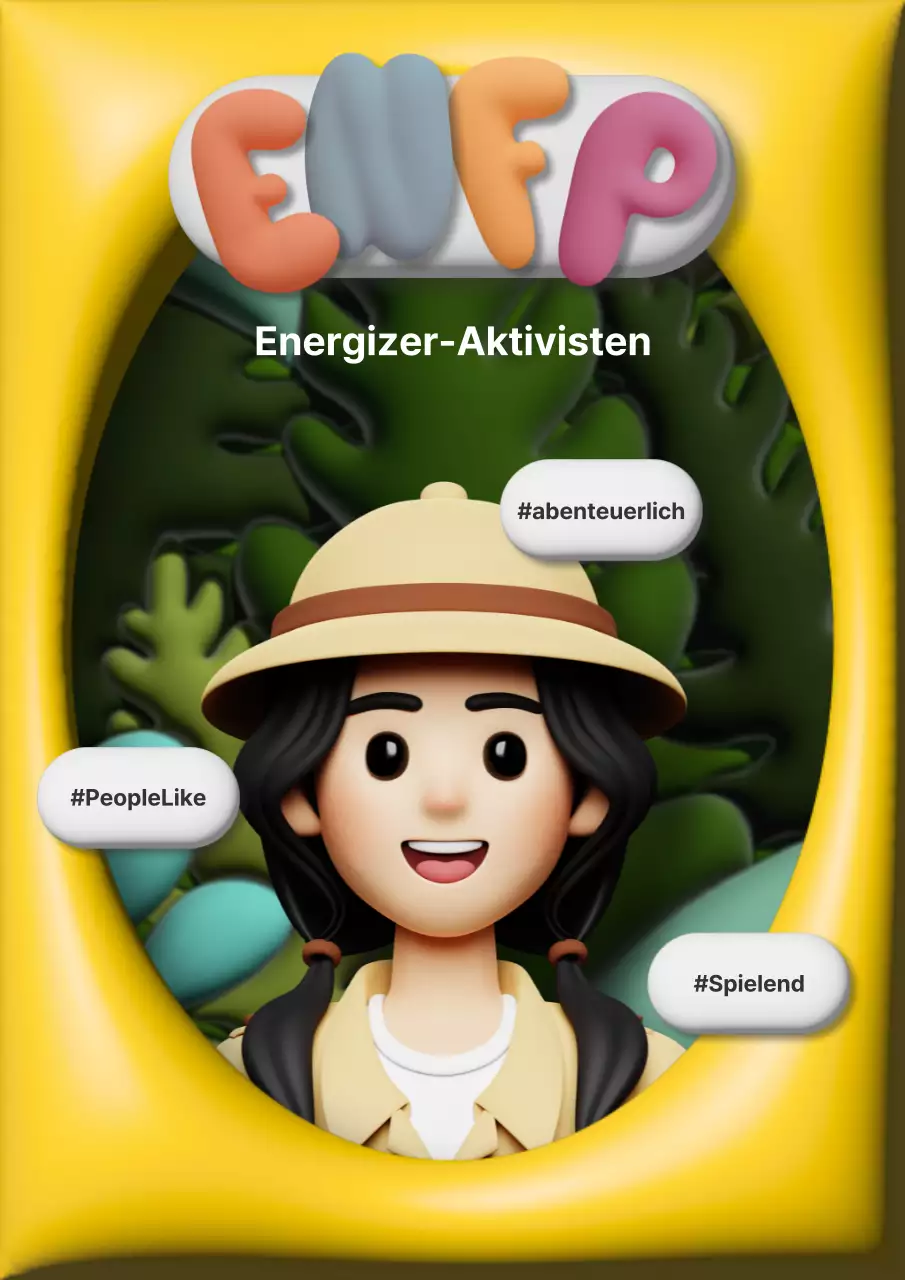 Tropischer MBTI-Charakter in Gelb und Grün @tropicalmbti