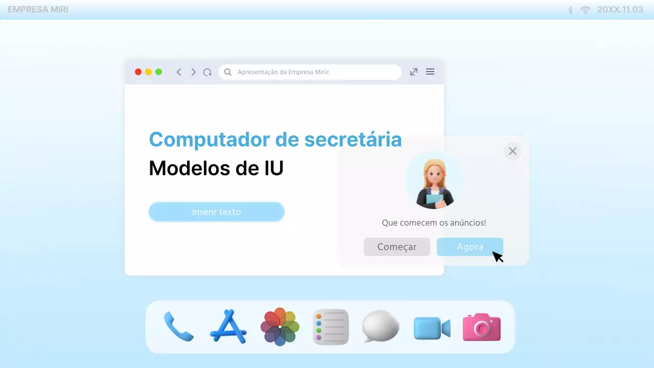 Apresentação no ambiente de trabalho do PC azul claro da moda