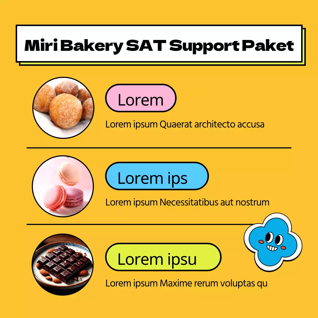 SATs-Geschenkvorschläge im Pop-Art-Stil in Gelb und Grün