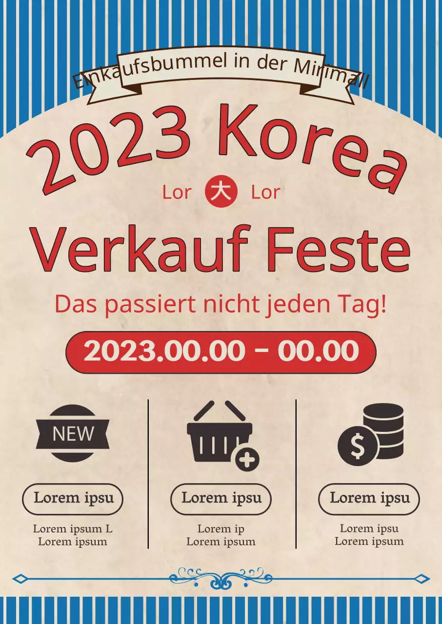Korea Sale Festa Shopping-Schnäppchen mit grafischen Retro-Elementen
