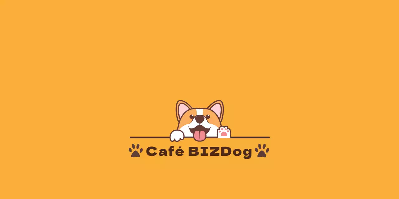 Etiqueta de cabecera de producto dog cafe naranja