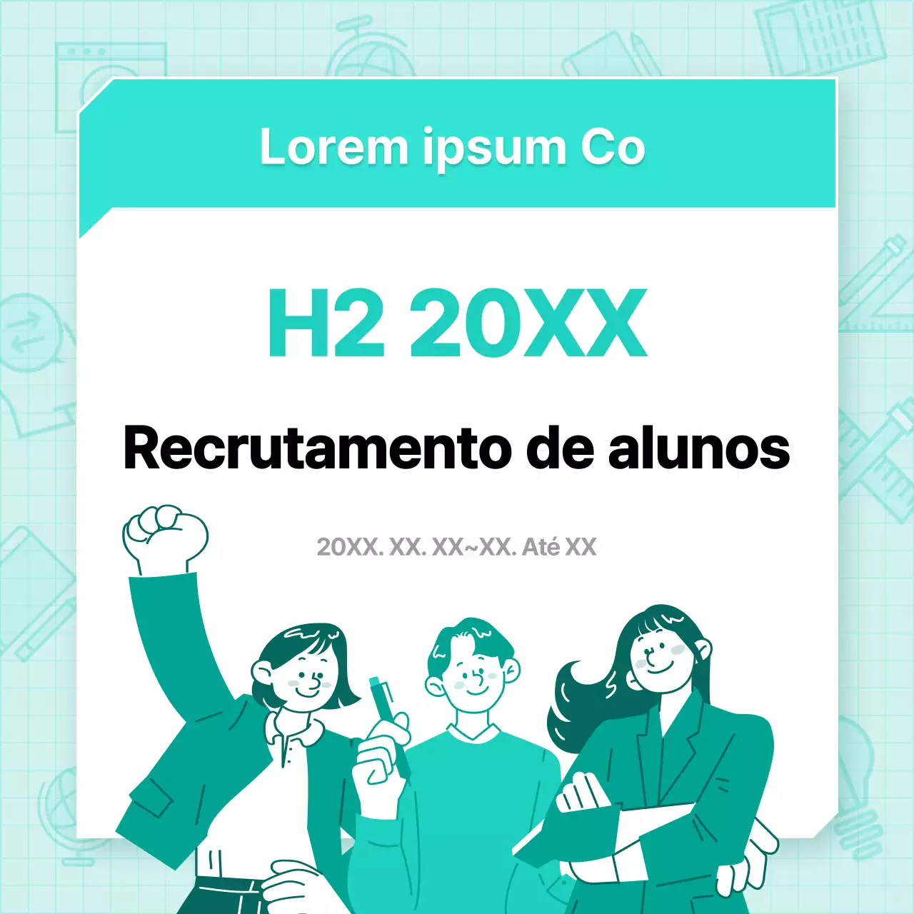 Anúncios modernos e básicos de cursos de aprendizagem ao longo da vida, em cor de menta e branco