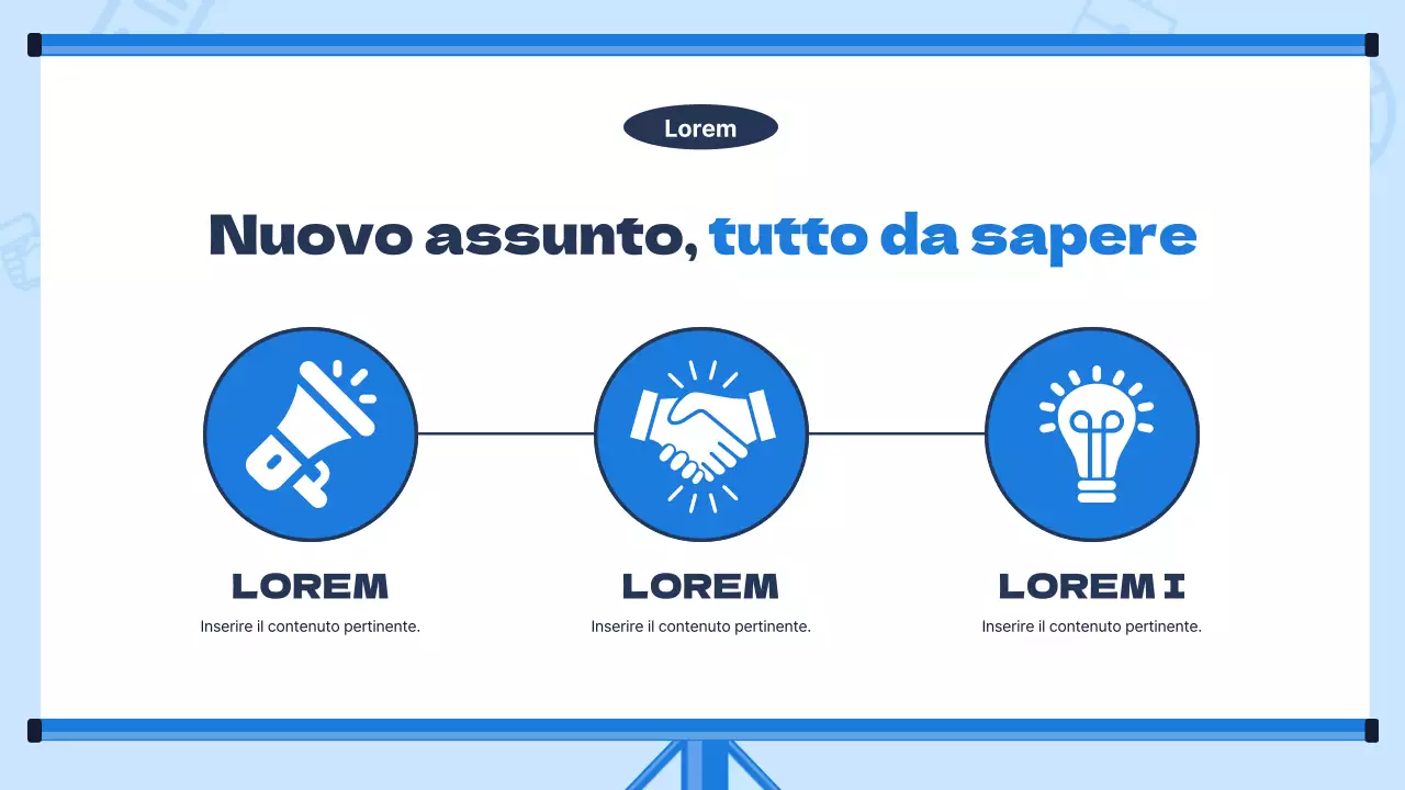 Materiale di formazione per neoassunti di tendenza con sfondo blu chiaro