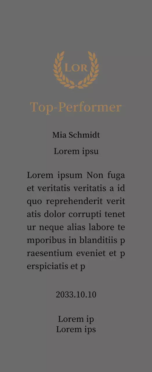 Luxuriöse Danksagungstafel mit goldenen Lorbeeren und Stempel