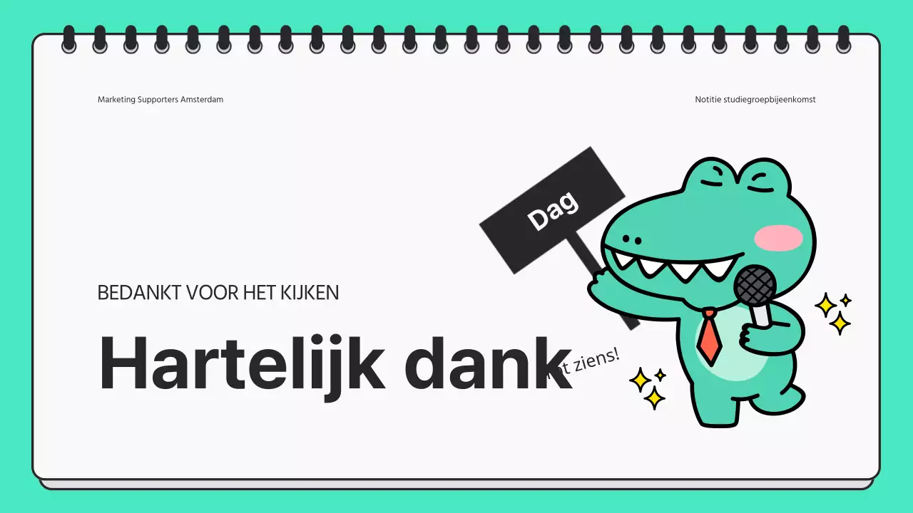Minimalistische presentatie voor studiebijeenkomst in mint en zwart