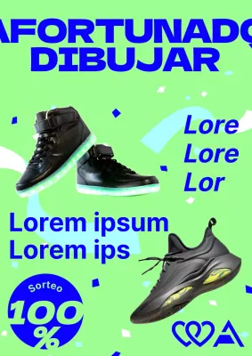 Moderno anuncio de un evento de zapatillas en chartreuse y azul