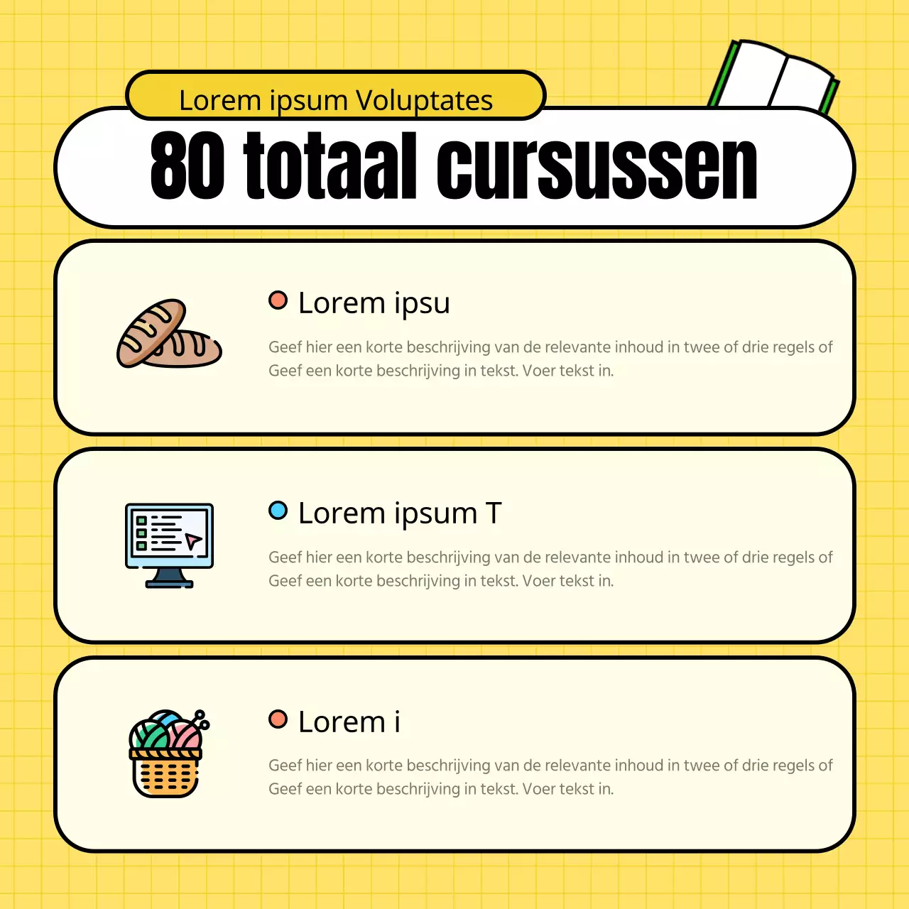 Kitscherig geel en groen opleidingscentrum om werving van studenten te bevorderen