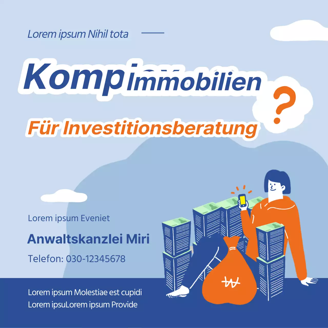 Ein einfacher orange-blauer Leitfaden für Immobilienauktionen
