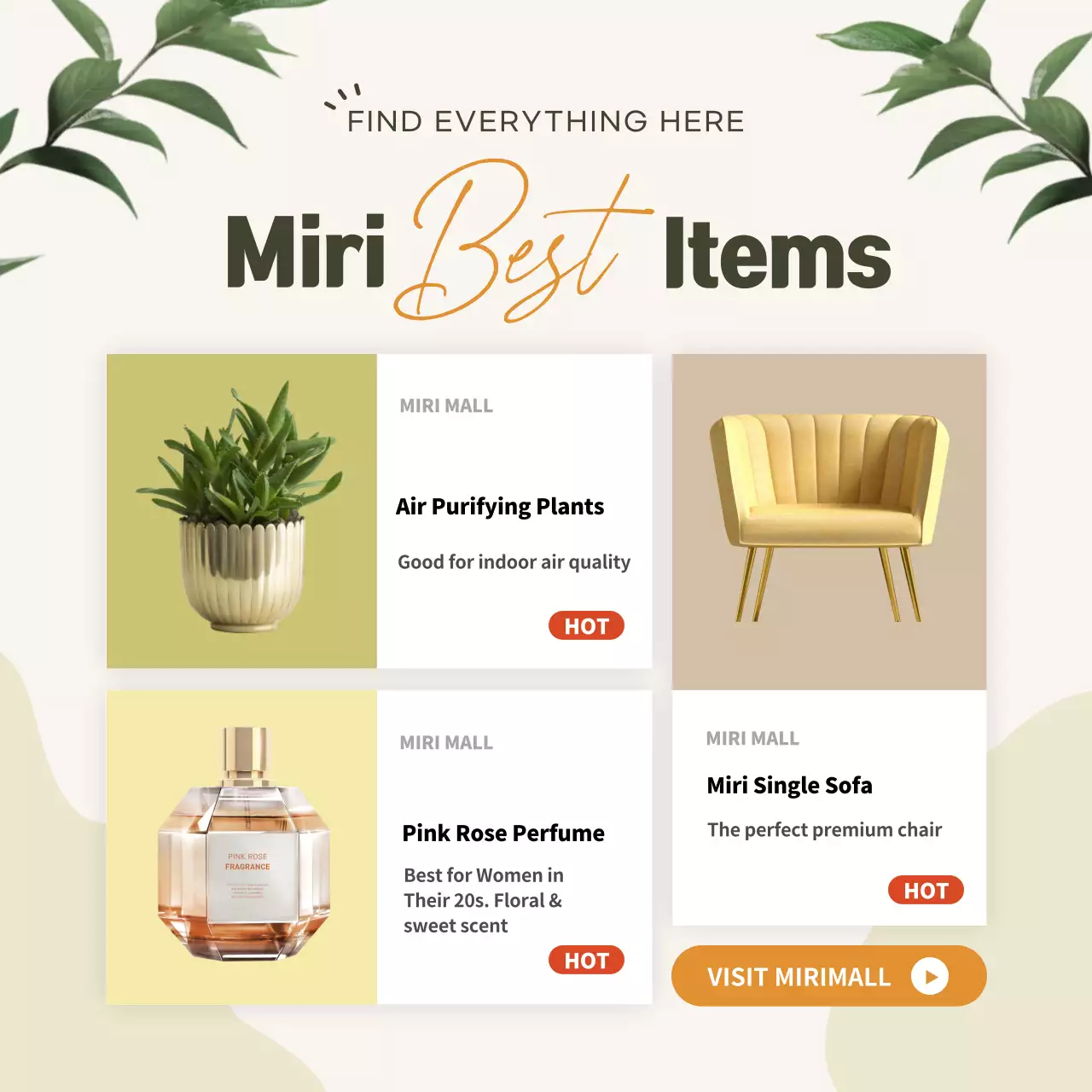 베이지 모던 쇼핑 프로모션 소셜 미디어 포스트