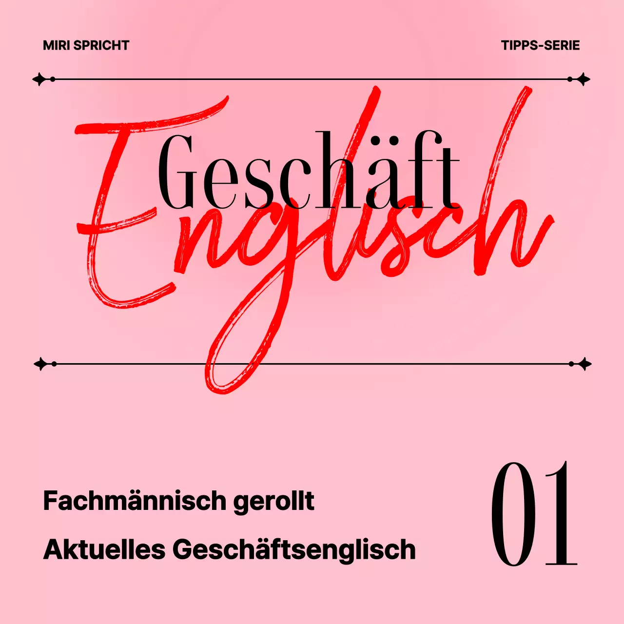 Minimalistisches Unterrichtsmaterial für Business-Englisch in Rosa und Weiß