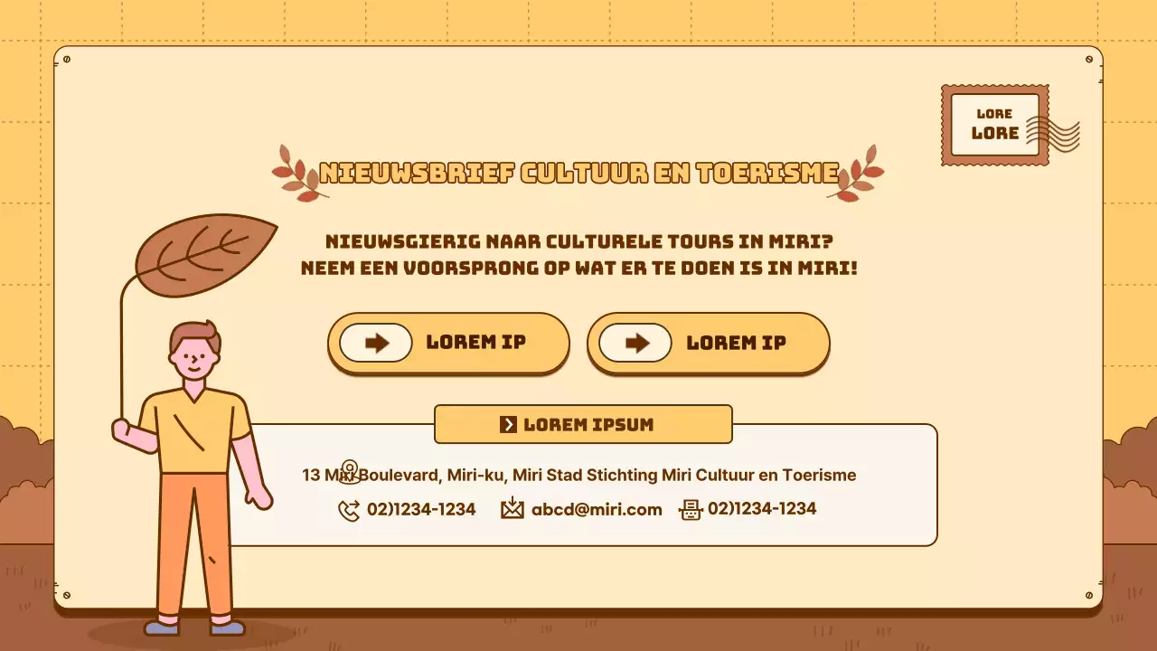 Een eenvoudige geelbruine nieuwsbriefgids voor cultureel toerisme