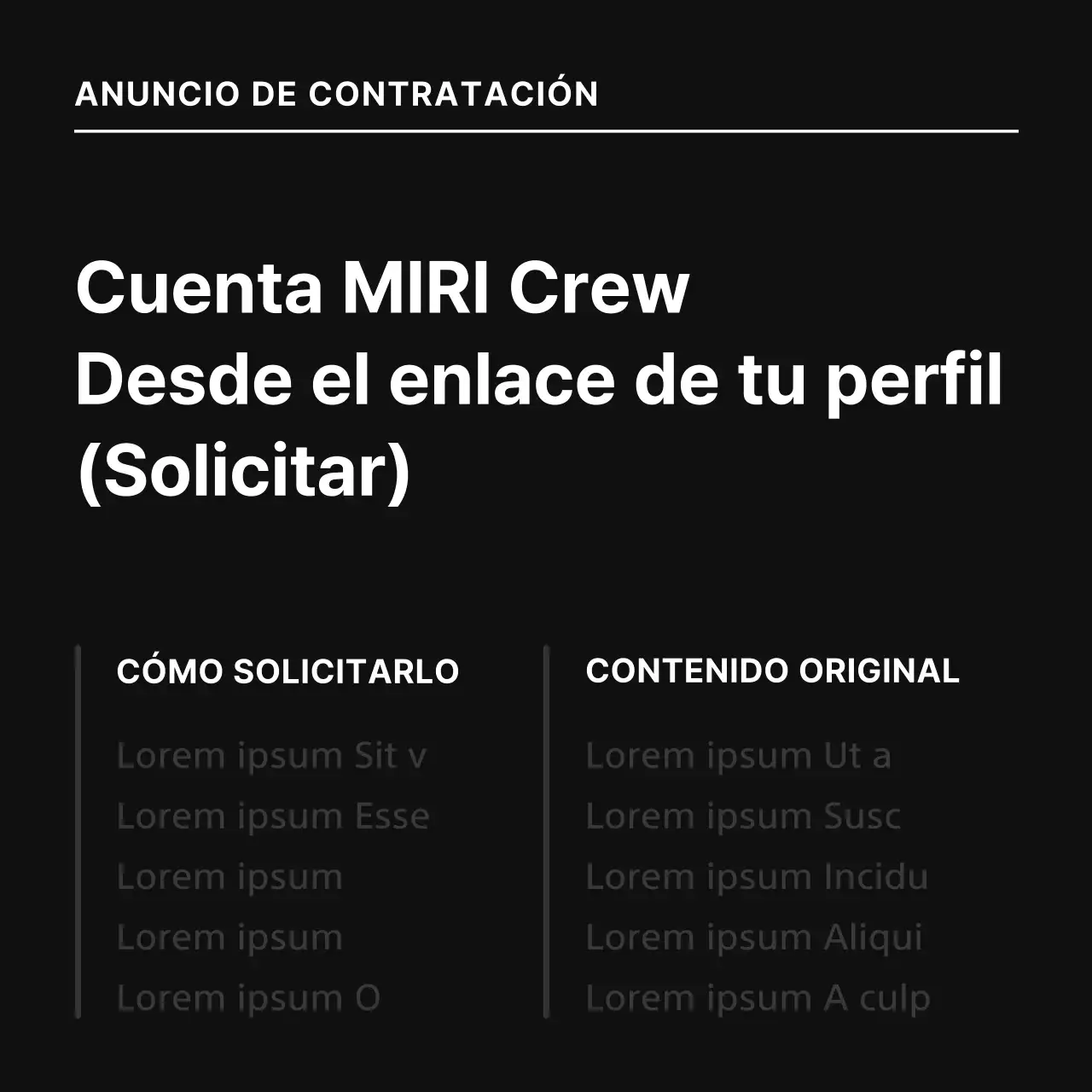 Un simple anuncio de empleo en negro y azul