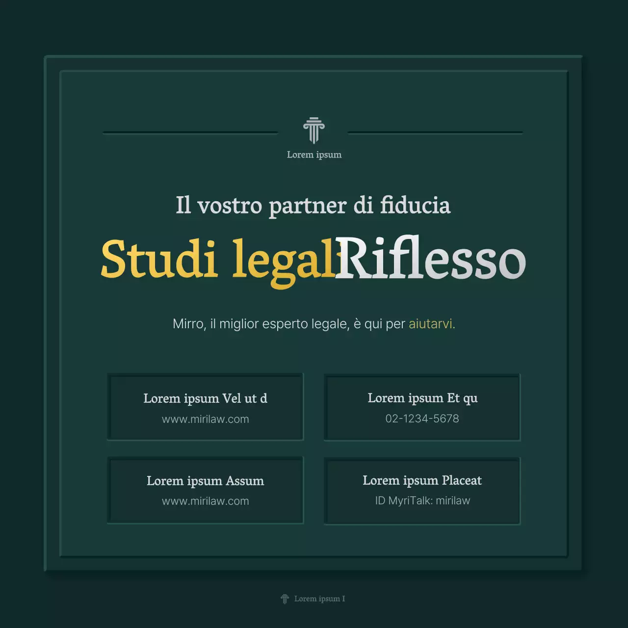 Profilo aziendale semplice dello studio legale in verde e giallo