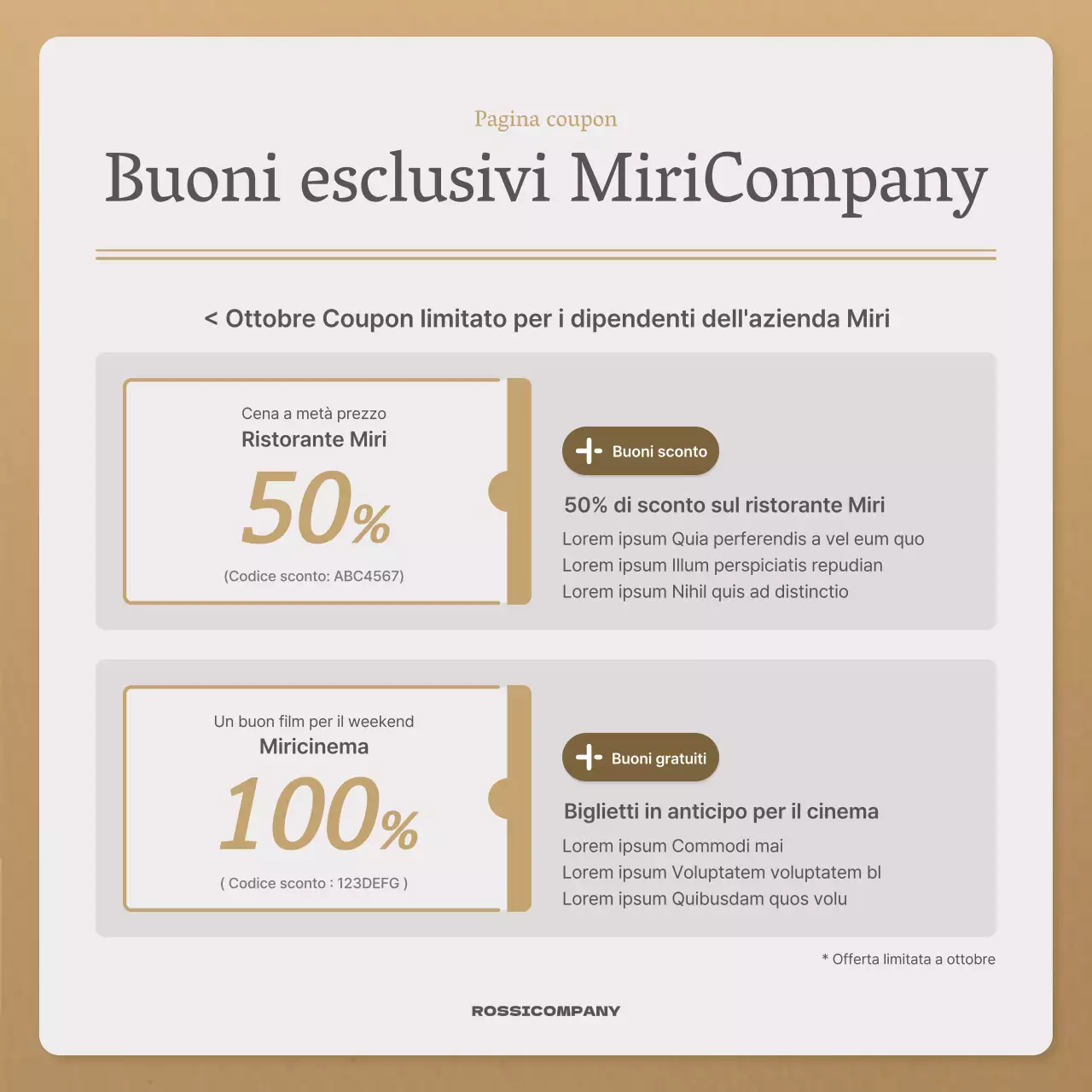 Una semplice lettera autunnale in beige e marrone