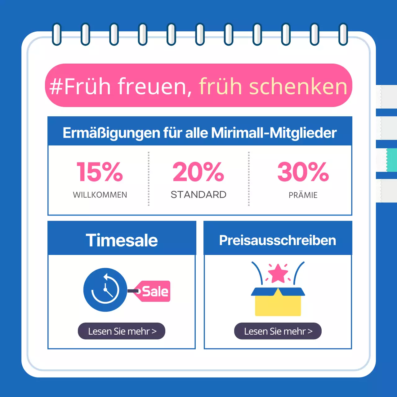 SATs-Geschenkvorschläge mit blauen und pinkfarbenen Akzenten