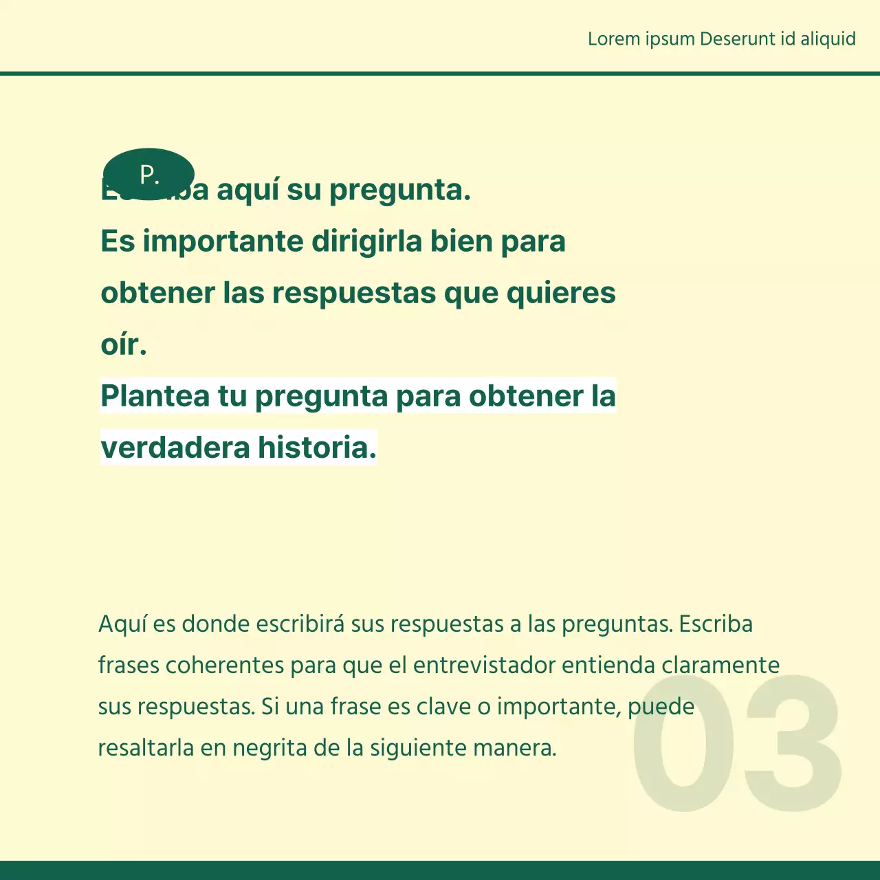 Un sencillo retrato corporativo de entrevista en marfil y verde