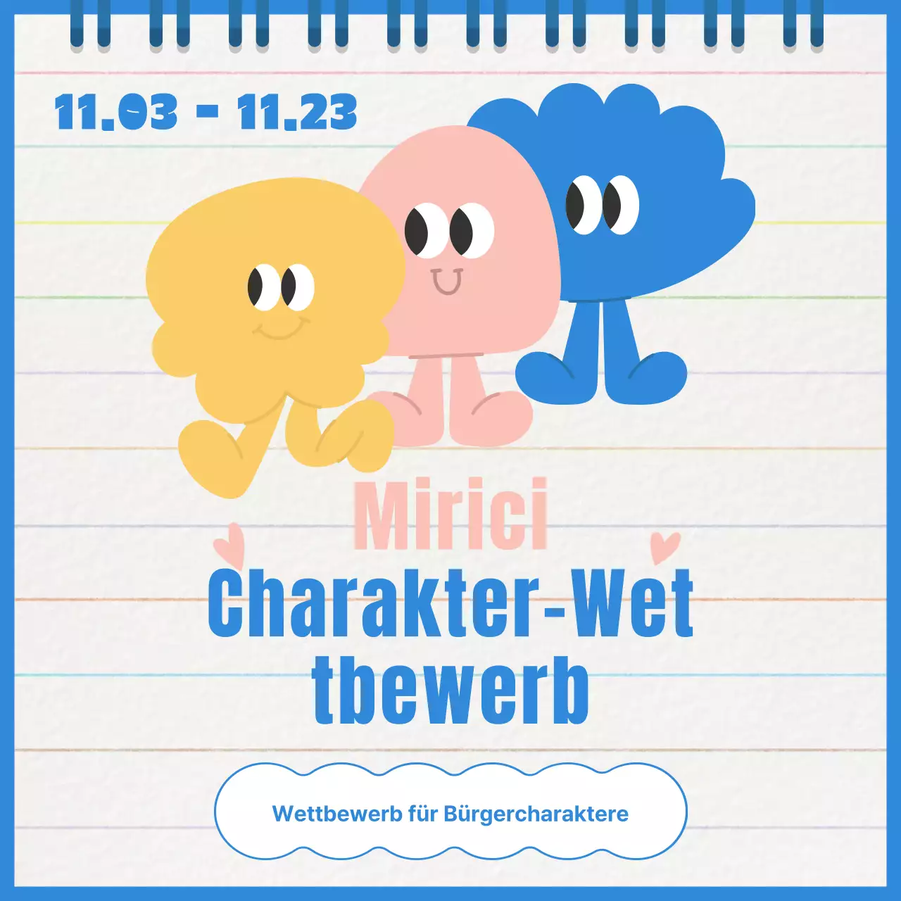 Förderung eines gelb-blauen Wettbewerbs mit minimalistischem Charakter