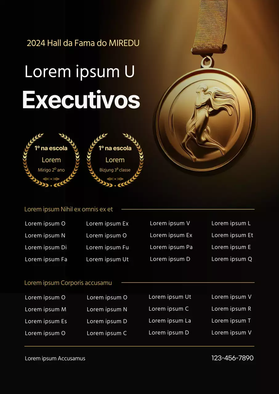 Promover uma academia de luxo para pessoas com elevado desempenho com a imagem de uma medalha de ouro com pontos dourados