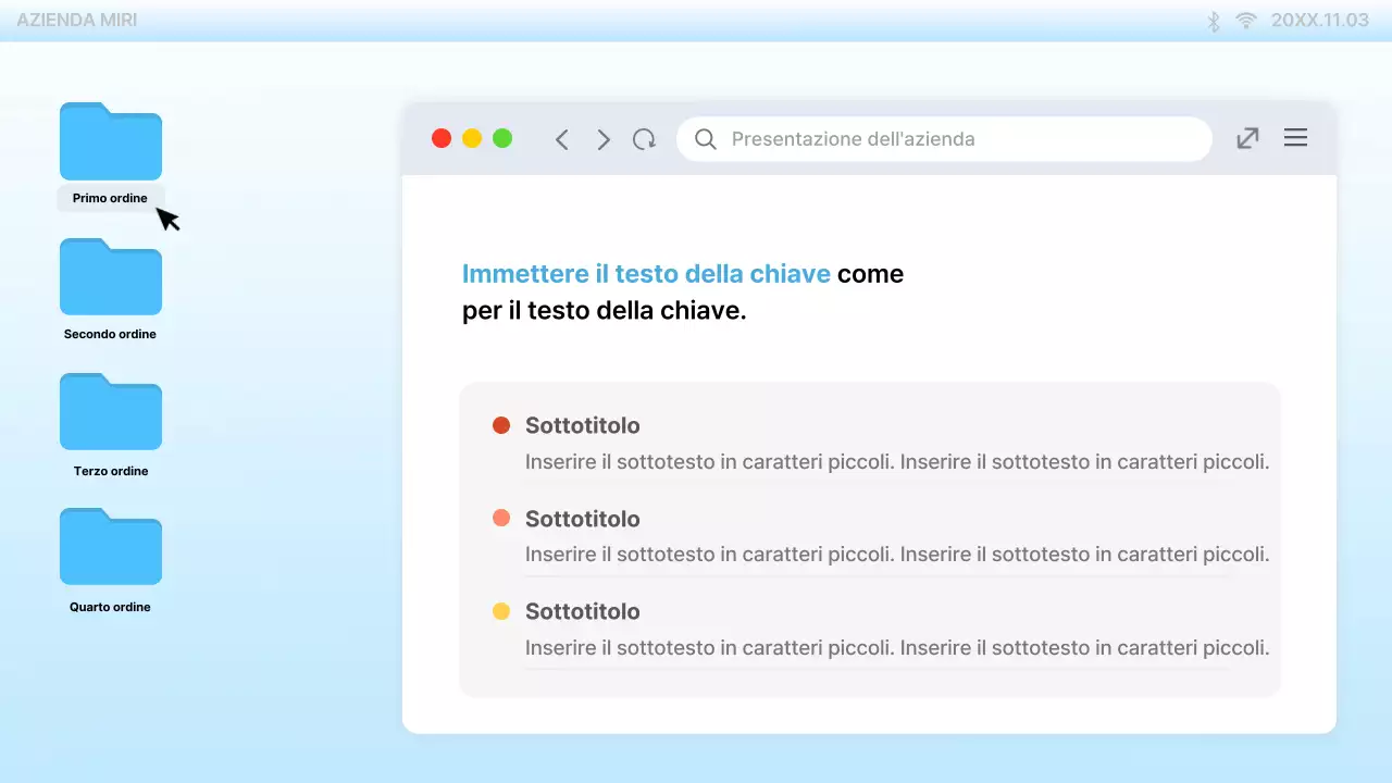 Presentazione dell'interfaccia utente del PC di tendenza di colore azzurro