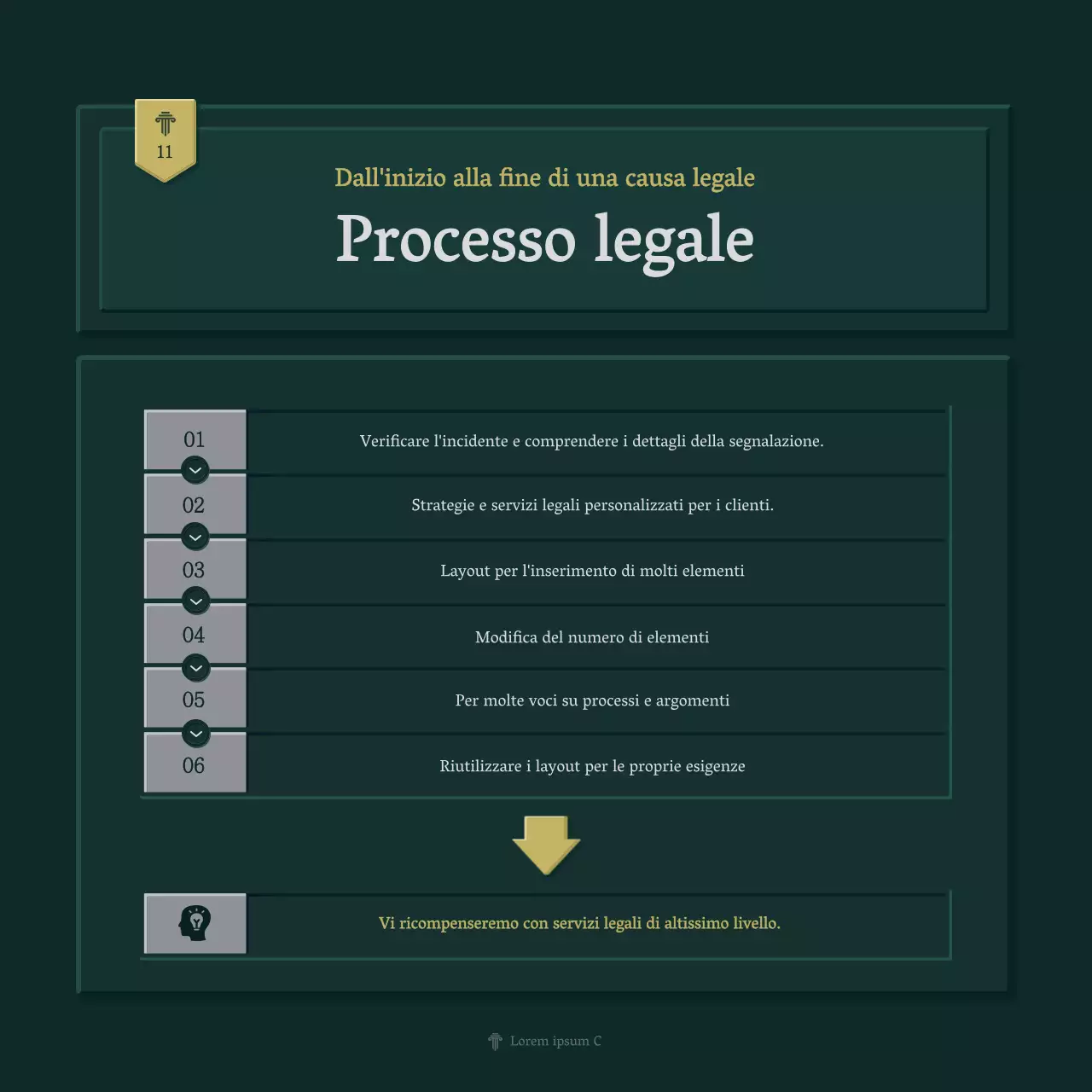 Profilo aziendale semplice dello studio legale in verde e giallo