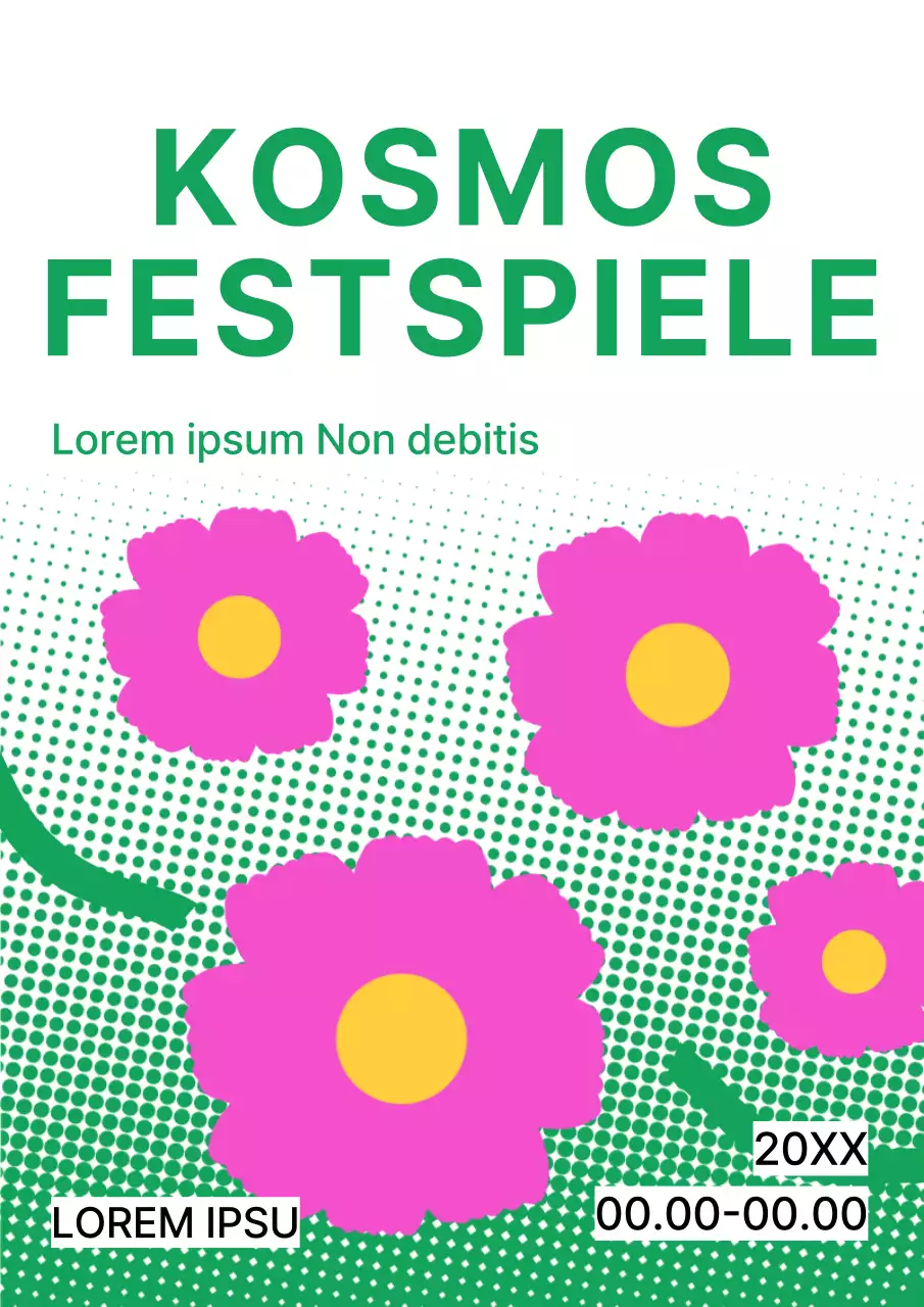 Werben Sie für das Cosmos-Festival mit grünen und einfachen