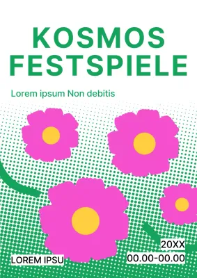 Werben Sie für das Cosmos-Festival mit grünen und einfachen