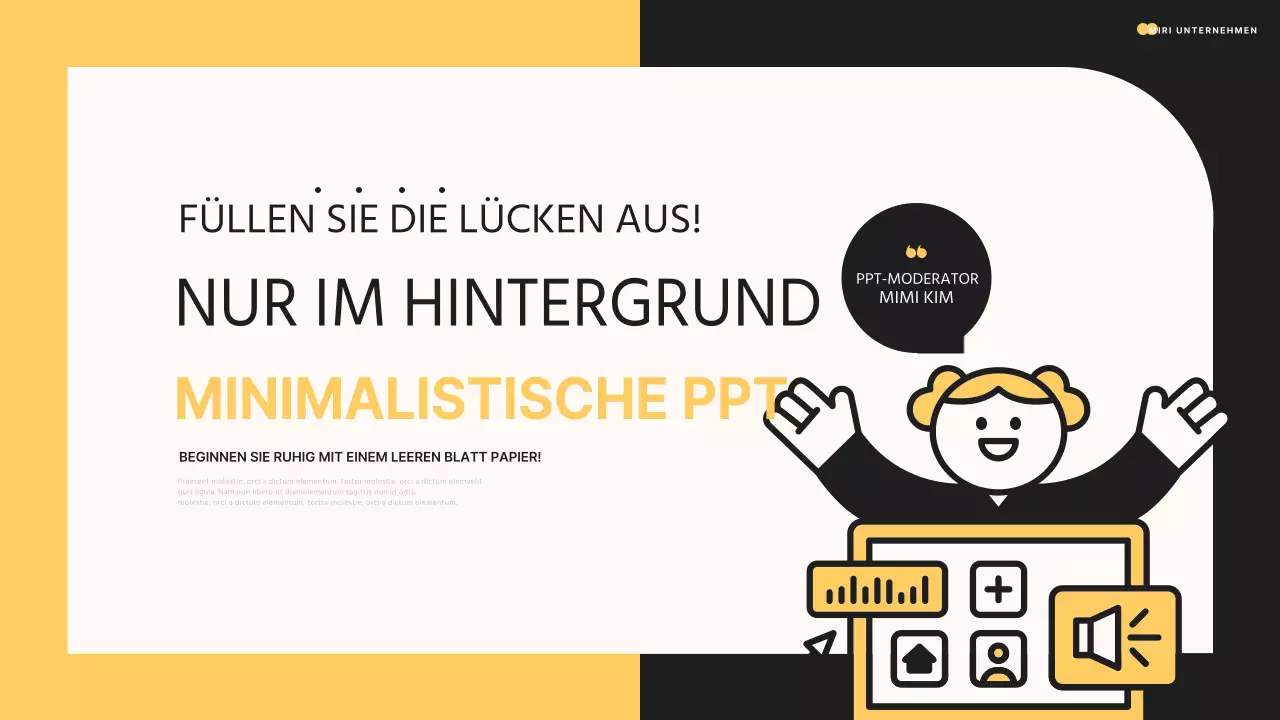 Minimalistische Präsentation in Gelb und Schwarz