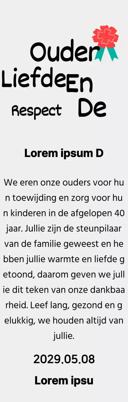 Moederdag kalligrafie met rode anjer illustratie