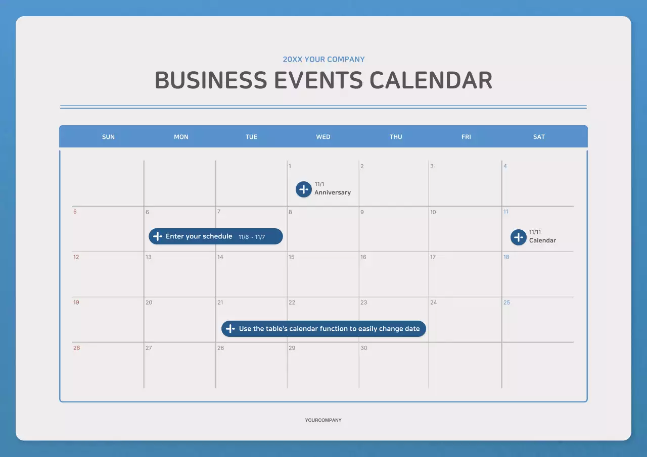 Blue Modern Business Calendar Planner Poster