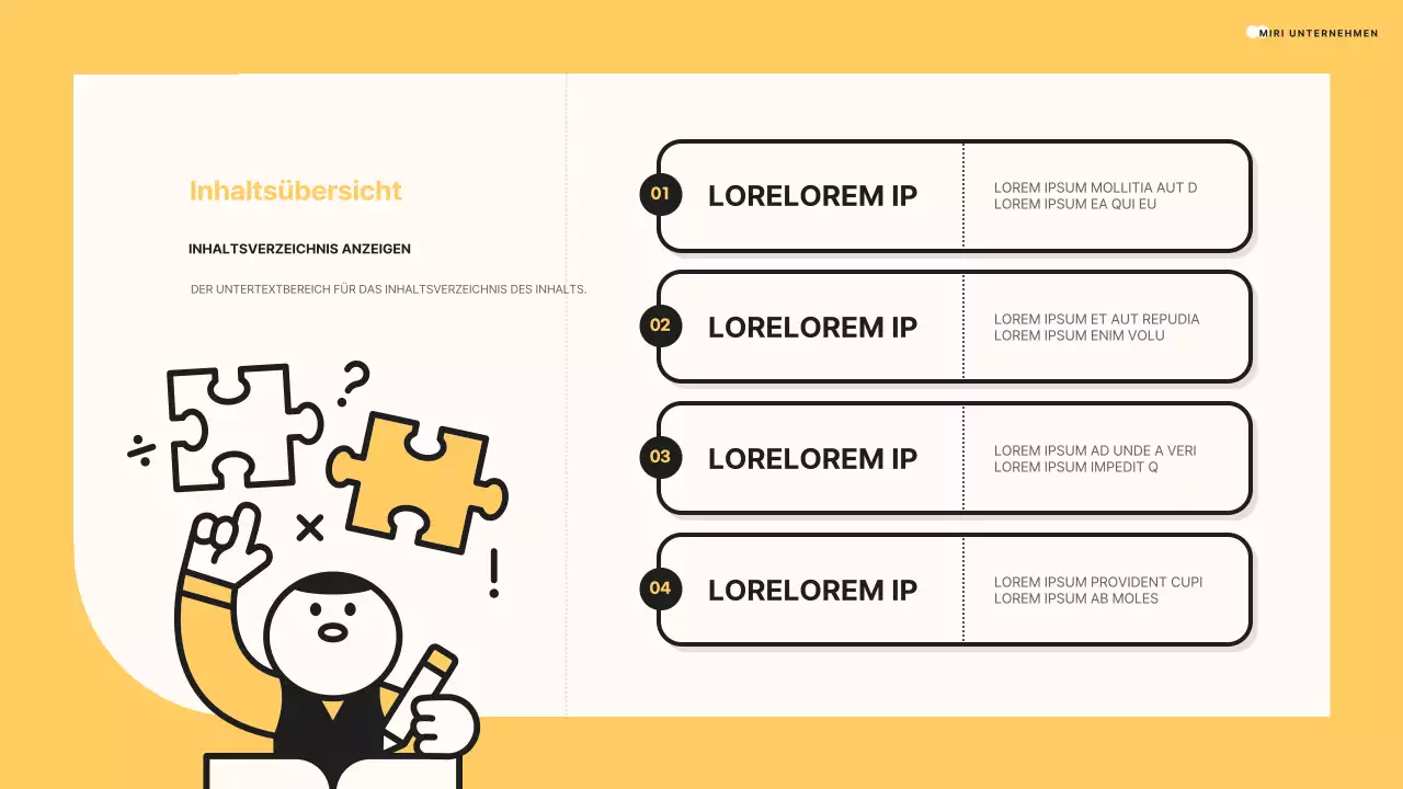 Minimalistische Präsentation in Gelb und Schwarz