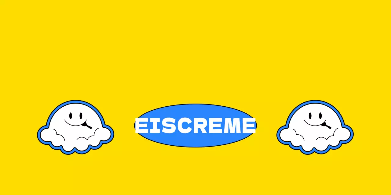 Gelber und blauer Gelato-Markenartikel-Header-Tag