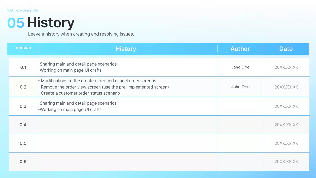 블루 모던 웹 디자인 플랜 프레젠테이션