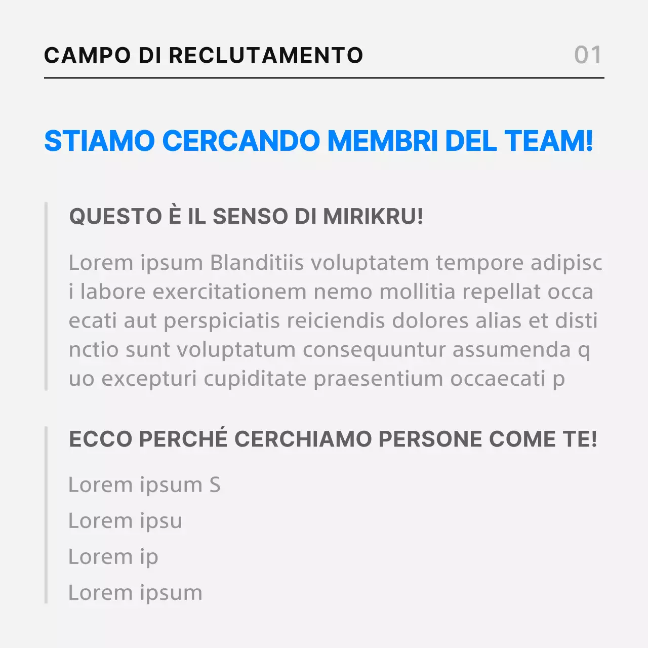 Un semplice annuncio di lavoro in nero e blu