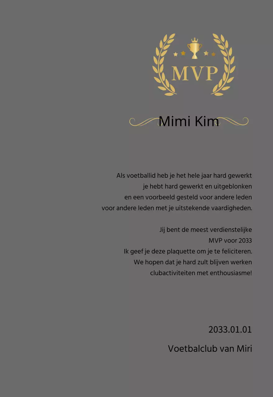 Kampioenschapsplaat met gouden lauweren en trofee