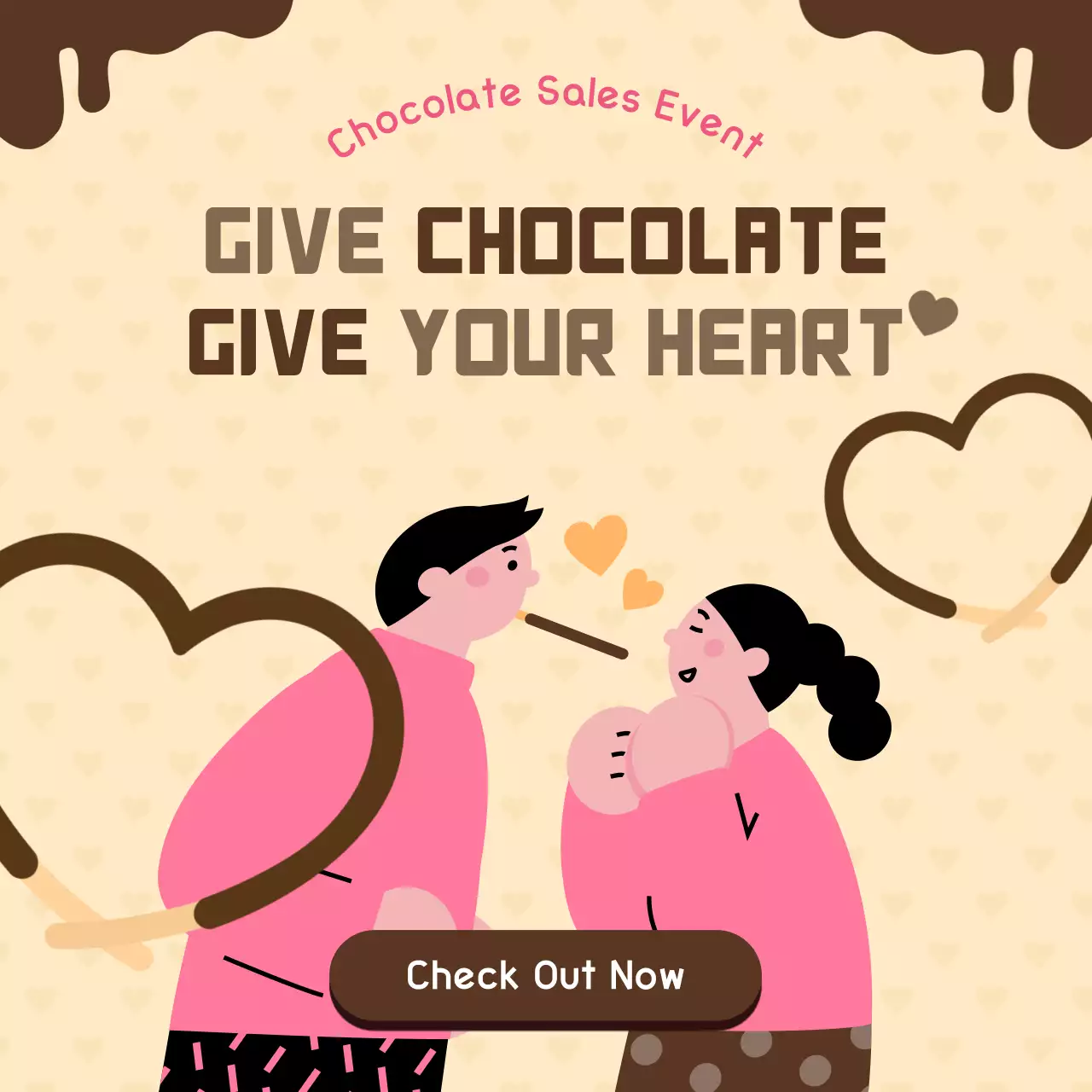 핑크 레트로 초콜릿 프로모션 소셜 미디어 게시물