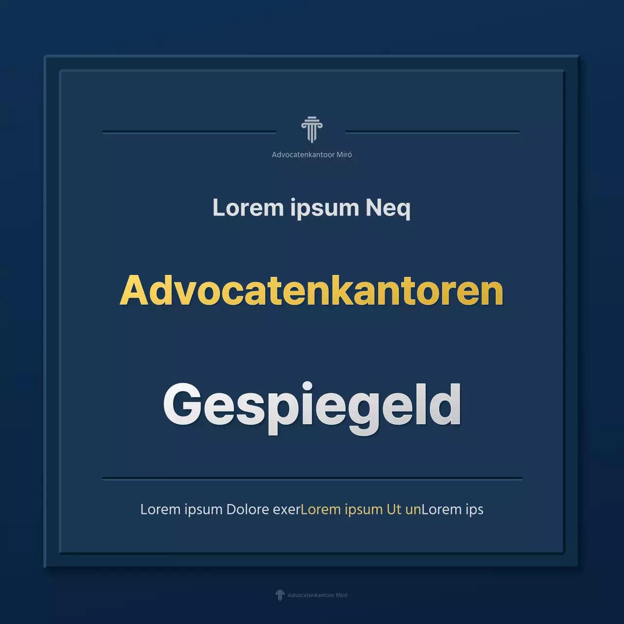 Een eenvoudig blauw en geel bedrijfsprofiel van een advocatenkantoor