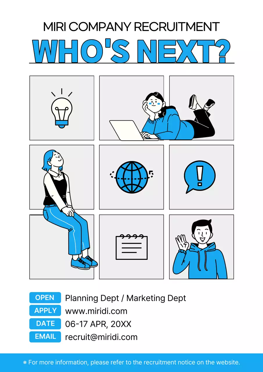 Blue Modern Recruitment Announcement Poster