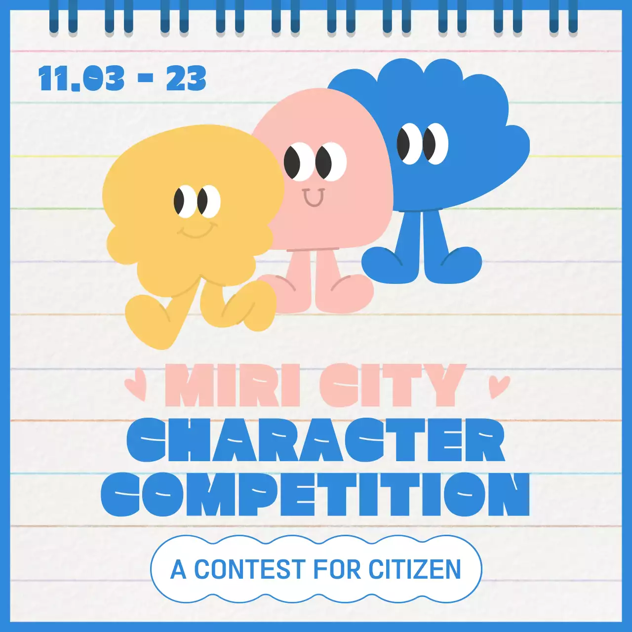 Blue Retro Character Competition Event Instagram Carousel